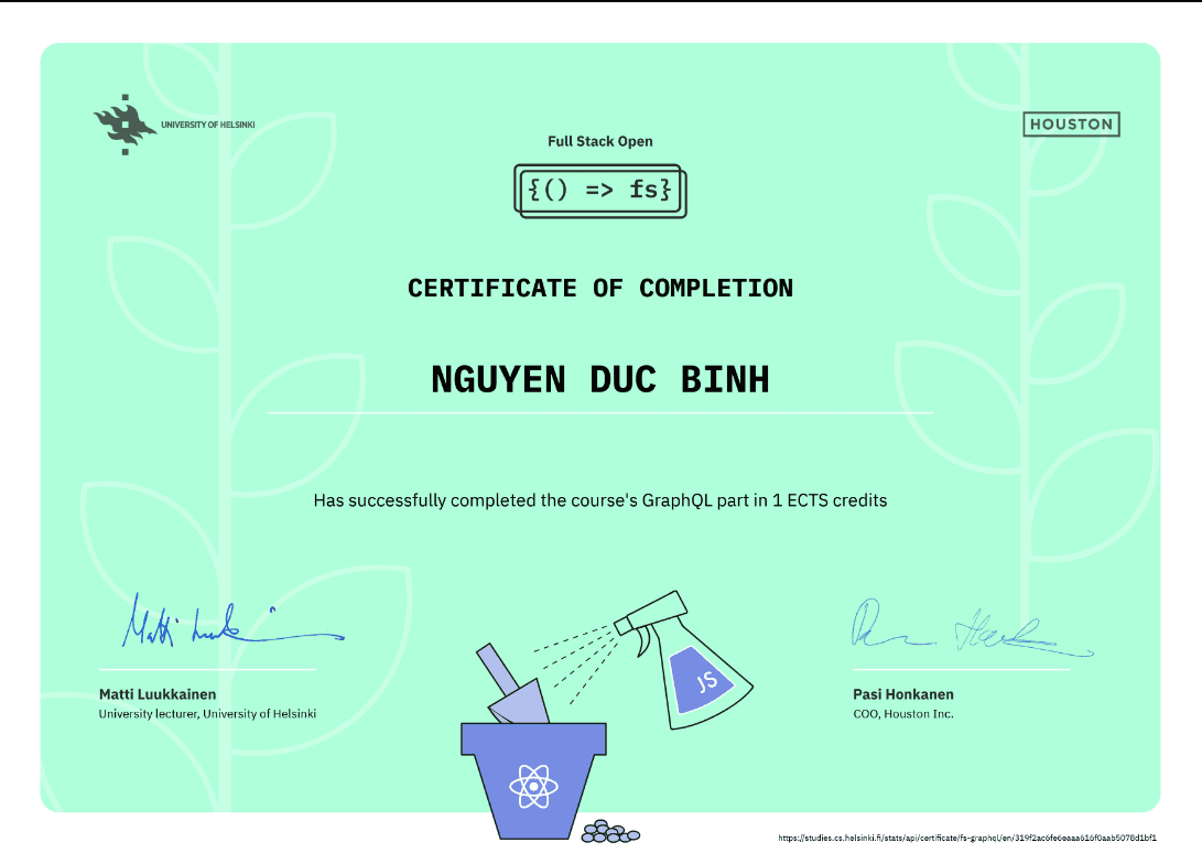 Fullstack Open Helsinki - GraphQL
